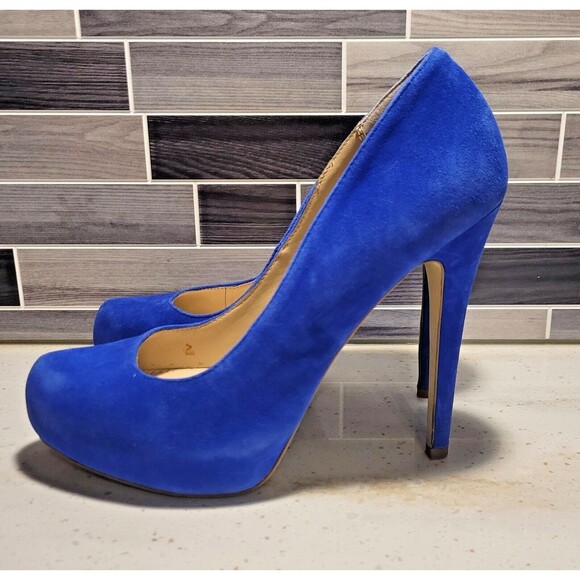 Aldo Craven Size 7 Cobalt Blue Suede Upper 5" Platform Stiletto Heels Pumps - Picture 3 of 9
